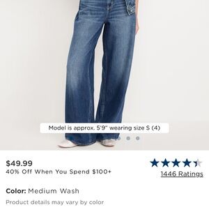 Old navy sz 8 Tall Women's Medium Wash high rise Wide-Leg Jeans
